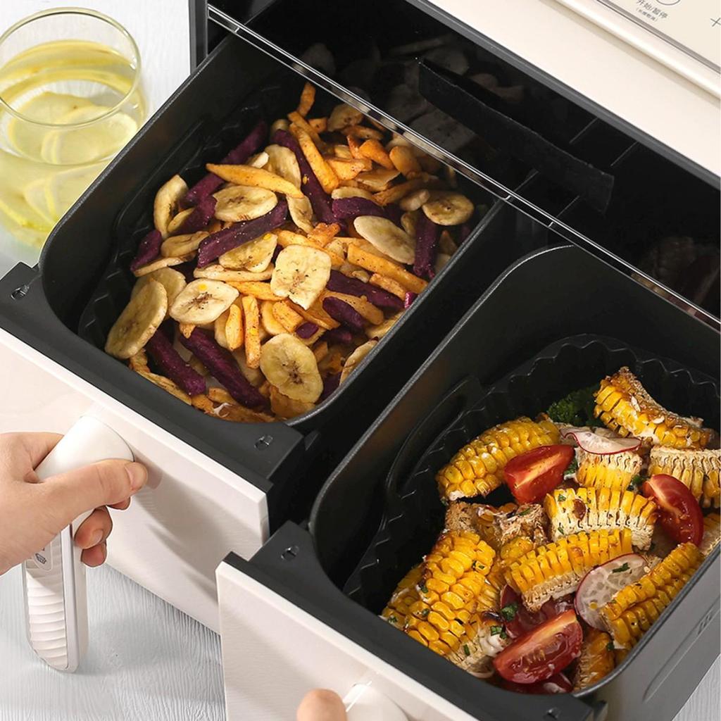 Cross-Shape Silicone Air Fryer Baking Pan, Non-Stick & Heat-Resistant
