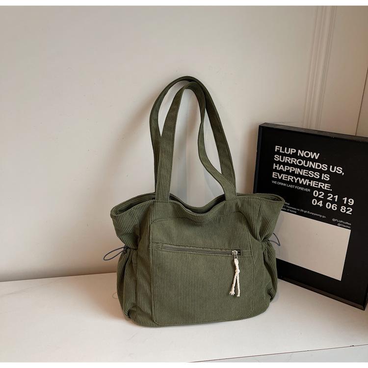 Vintage Corduroy Tote Bag for Women Large Capacity Shoulder Bag Casual Handbag College School Shopping Travel Tote Bag