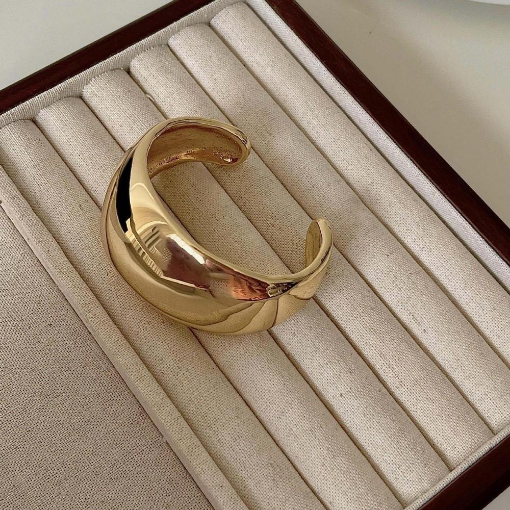 Glossy Surface Metal Arc-shaped Bracelet Geometric Women's Wrist Jewelry  Banquet