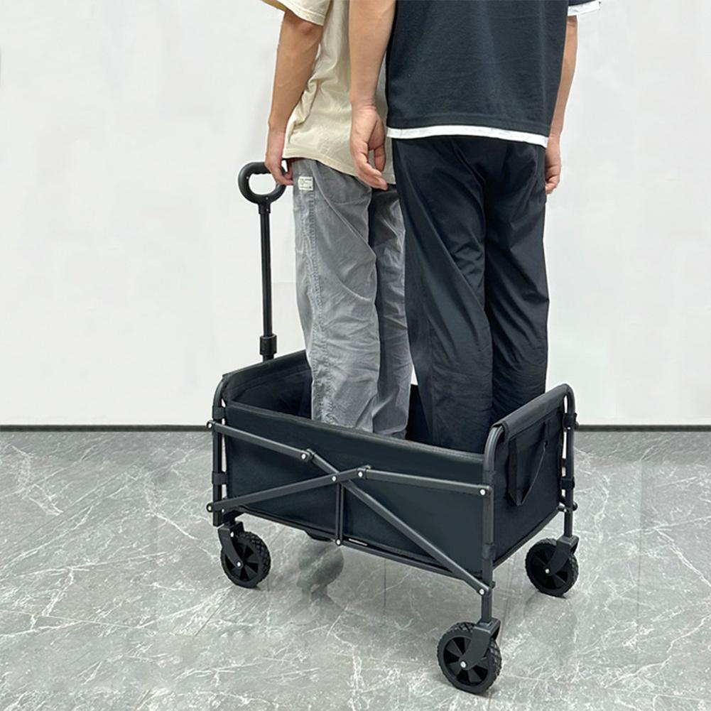Collapsable Wagon Outdoor Large Capacity Camping Trolley 4 Wheel Carts Long Handle Picnic Handcart Multifunctional Pull Carts