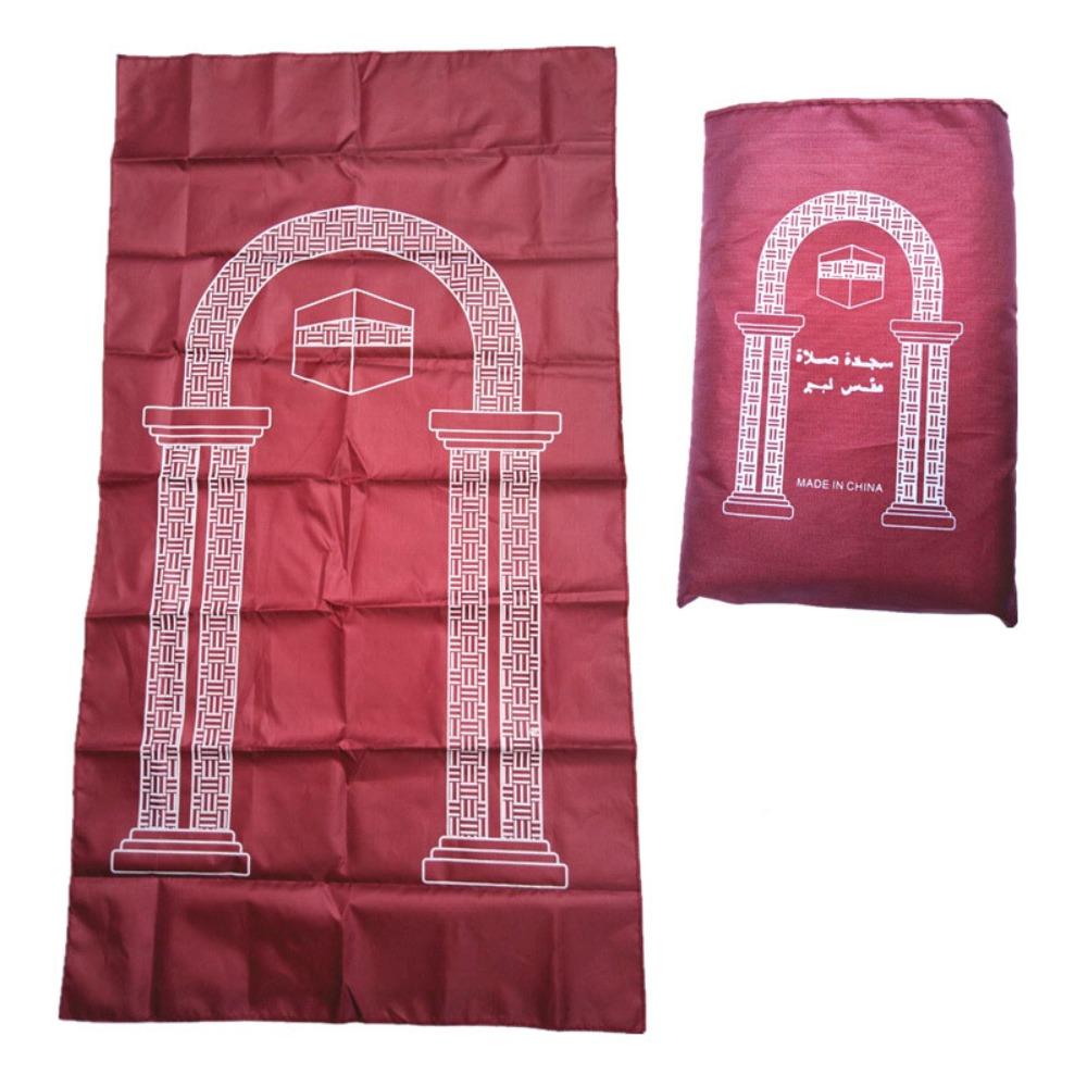 Portable Polyester Prayer Mat Waterproof Easy Carrying Prayer Rug Lightweight Print Muslim Prayer Mat Daily Prayer красный