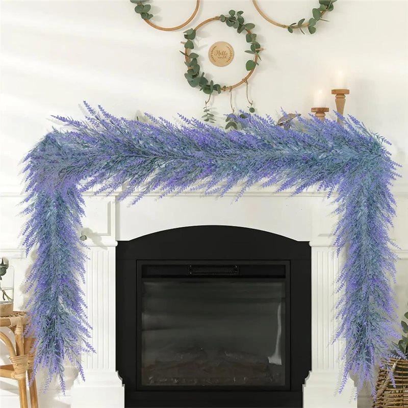 Flexible Hangable Artificial Lavender Garland Purple Purplelavender For Front Door Decorative Plants Fake Flowers
