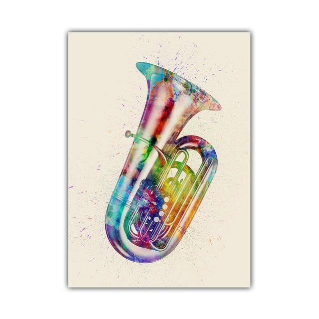 New Graffiti Art Musical Instrument Canvas Painting Wall Art Saxophone Guitar Violin Poster Living Room Home Decoration Mural No Frame