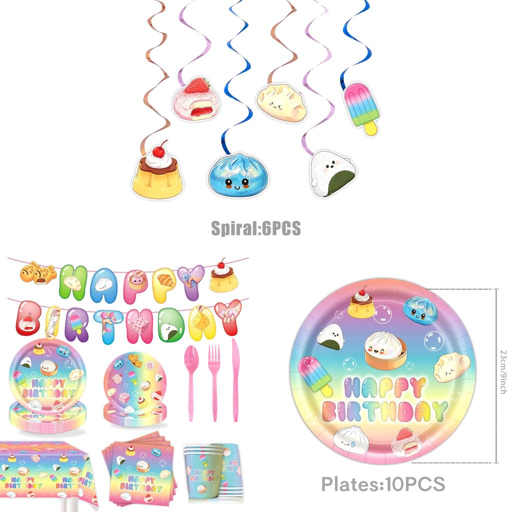 Squishy Party Supplies Kit With Cartoon Theme For Kids Birthday Celebration Decor