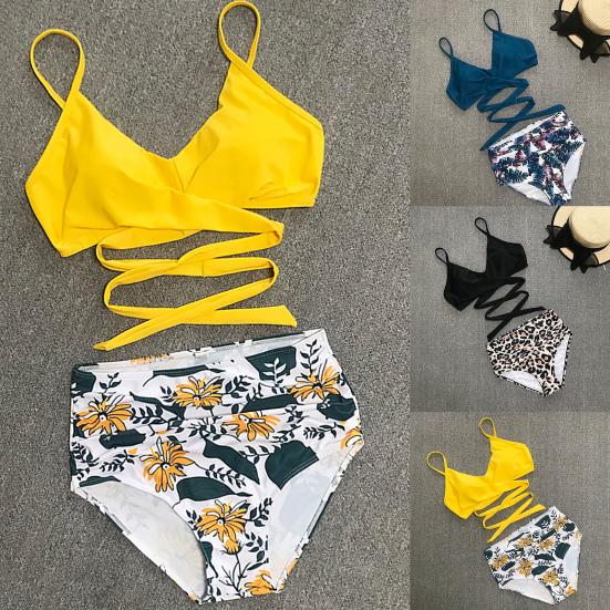 

Купальный костюм из двух частей с открытой спиной и мягкой подкладкой, комплект с бюстгальтером и трусами больших размеров