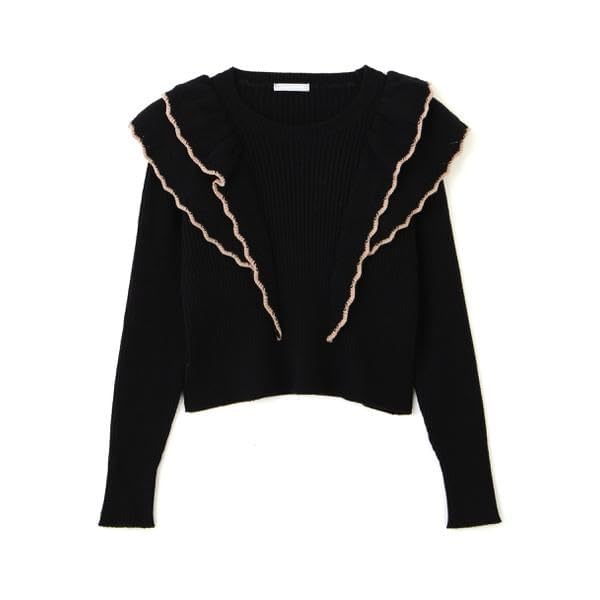 Jill by Jill Stuart Women's Bulky Frill Compact Knit Sweater, Green