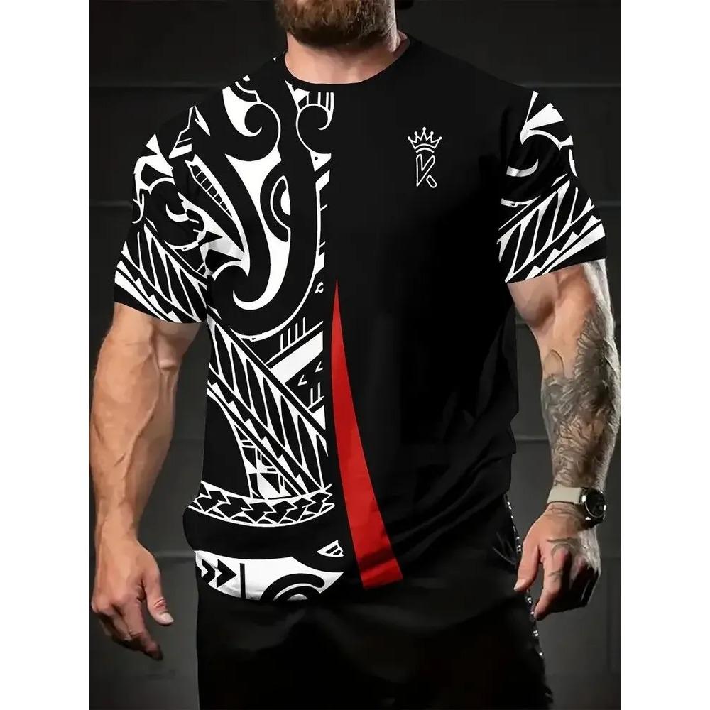 Retro creative striped portrait 3D Printed Short Sleeved T-shirt Fashionable Comfortable Soft Breathable Large Loose Man T-shirt