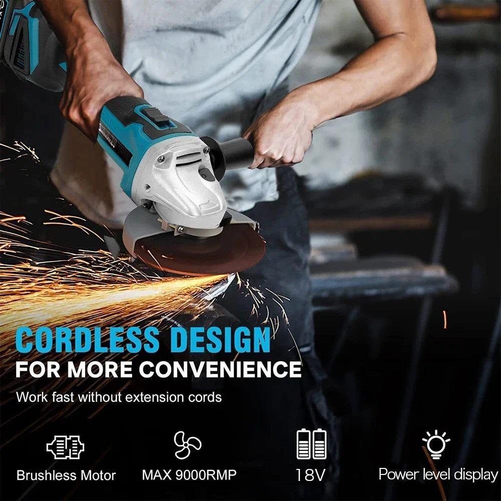 125mm Brushless Angle Grinder Cordless Polishing And Grinding Machine Portable Cutting Power Tool