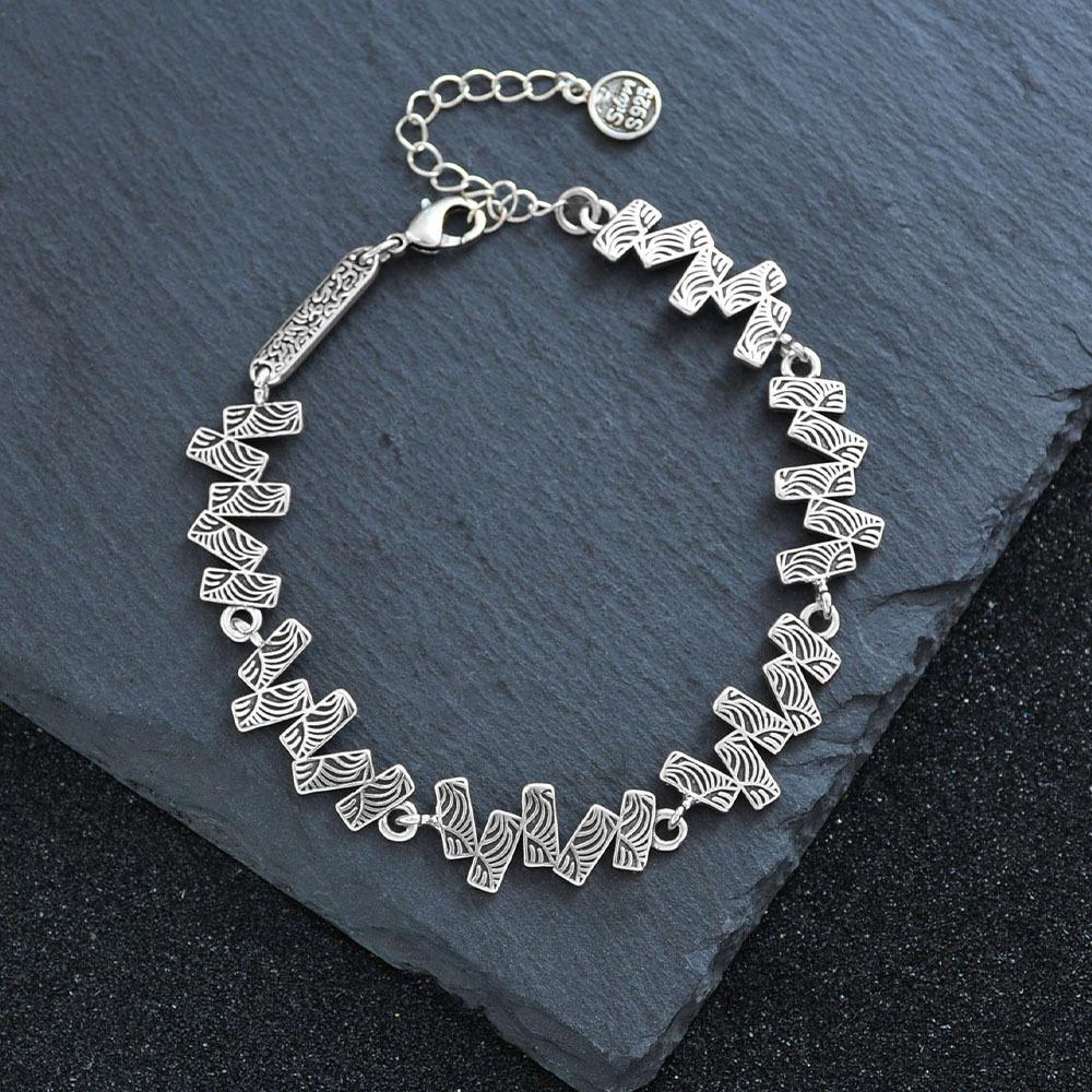 PANJBJ 925 Sterling Silver Feather Adjustable Couple Bangle Gothic Punk Design Women Jewelry Gift Lucky Bracelet Dropshipping