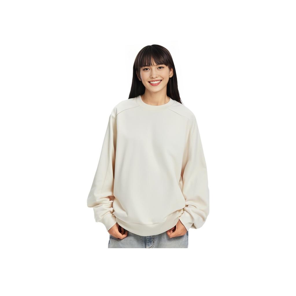 Li Ning Fitness Series Solid Color Round Neck Knitted Pullover Sweatshirt Women Sweatshirt Gravel-Gray AWDU110-1
