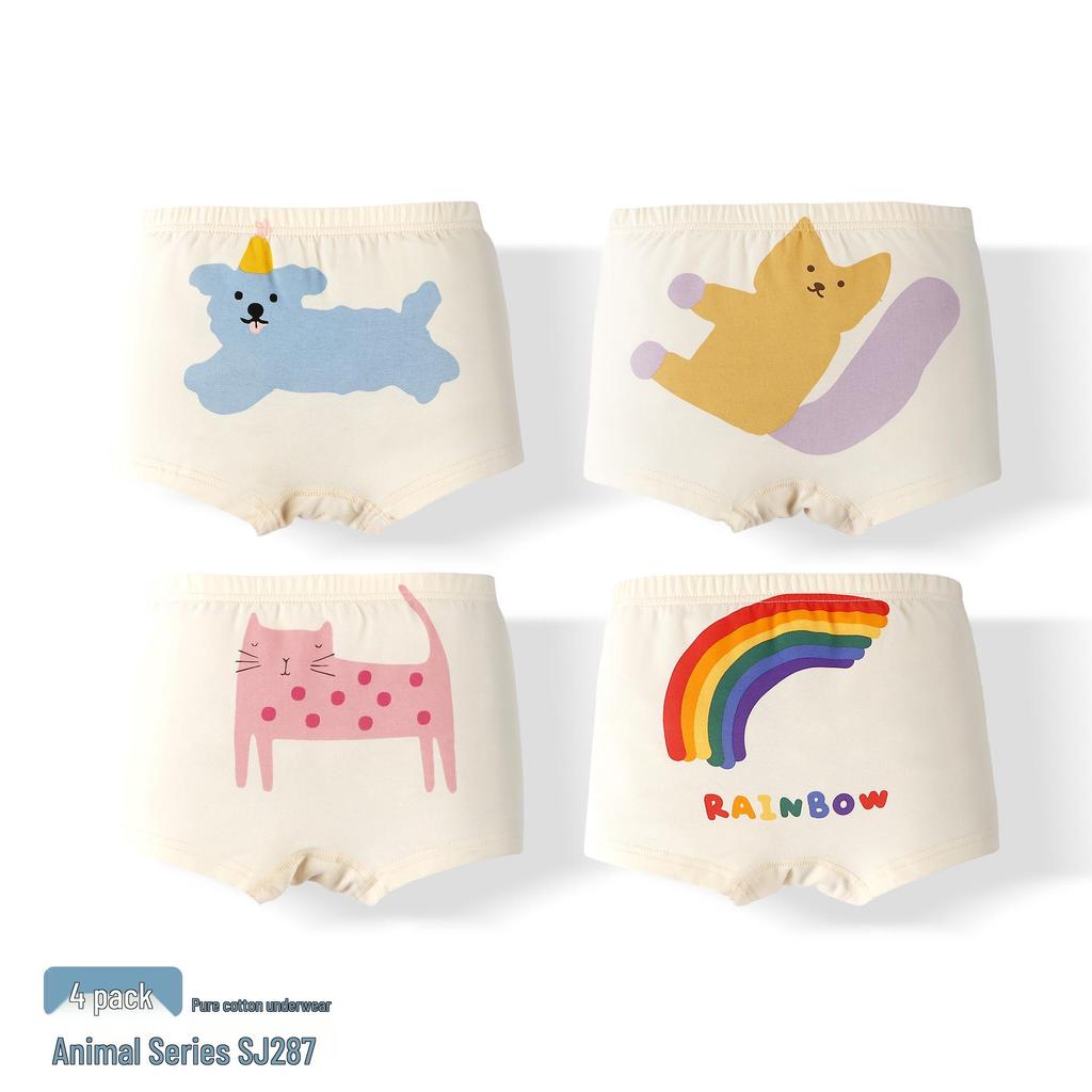 Pure Cotton Antibacterial Girls' Boxer Briefs - Class A, Autumn/Winter