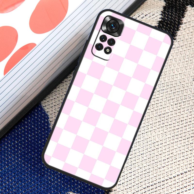 Schachbrettmuster Senfgelb Fall für Xiaomi Redmi Note 8 9 10 11 12 Pro 8T 9S 10S 11S Redmi 12C 9C 9T 10A 10C Abdeckung