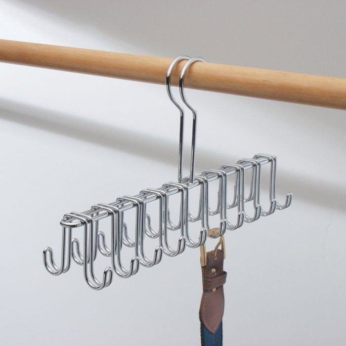 Cintre porte ceintures et cravates - interdesign - métal chromé - rangement penderie - design contemporain