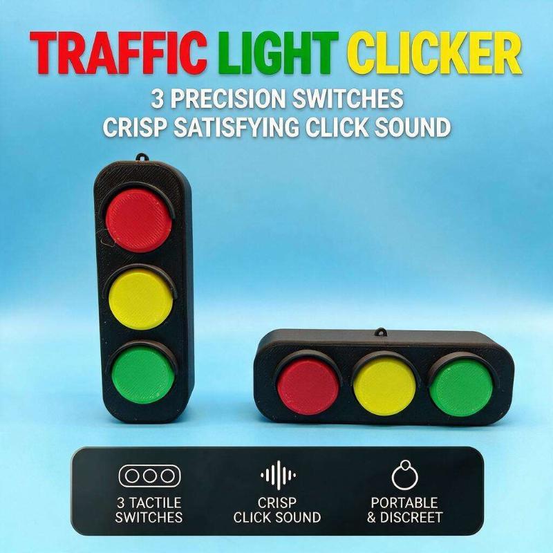 3D Baskılı Fidget Tıklayıcı Anahtarlık Taşınabilir Kompakt Trafik Lambası Fidget Hoş Dokunuş Pürüzsüz Yüzey Sırt Çantası Süsü