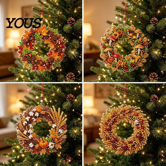 Faux Diamond Painting Craft Set 4Pcs Hanging Art Kit for Christmas Tree, DIY Mini Diamonds Kits Ornament Kit, Acrylic Window Pendant Adults Beginners