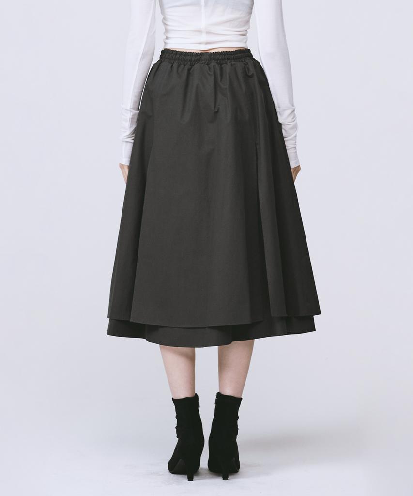 Monophobia Double Flared Cotton Skirt Grey Double Flare Slit Skirt Grey