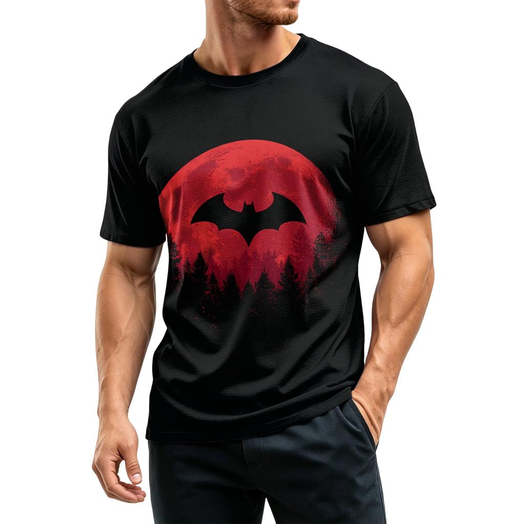 Men Casual Crew Neck Lightweight Breathable Short Sleeve Top with Halloween Themed Printed Graphic for Daily Wear
