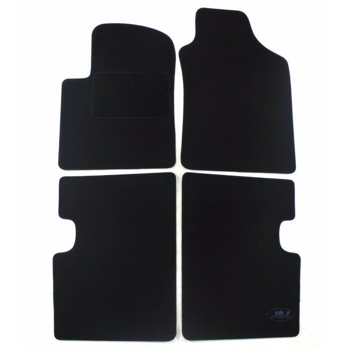 Tapis De Sol Noir Velours - J&J AUTOMOTIVE - Fiat 500 - Sur Mesure - Antidérapant - Imperméable