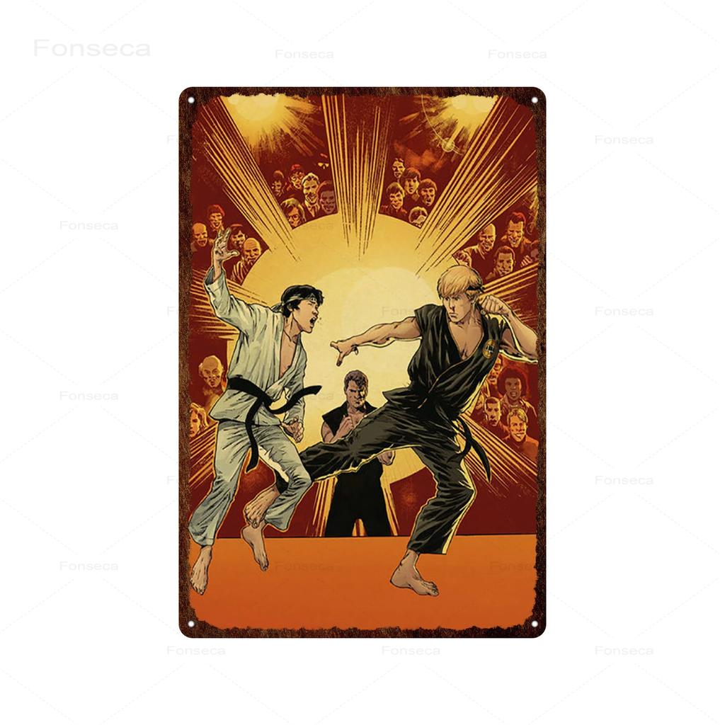 Klasický Kung Fu Komediální Film Kovové Plechové Značky Cobra Kai Retro Umění Nástěnná Samolepka Plakát pro Bar Místnost Domácí Dekorace Plechové Tabule