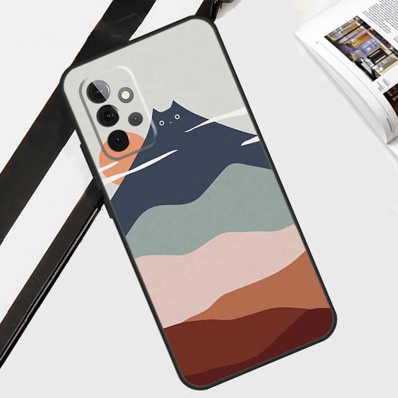 Abstract Cat Mount Fuji Japan Landscape For Samsung Galaxy A34 A54 A14 A71 A51 A13 A23 A33 A53 A73 A12 A22 A52 A32 Phone Case