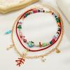 Beach Wind Ocean Elements Ceramic Small Fish Elephant Red Coral Sea Turtle Pendant Colorful Beaded Necklace