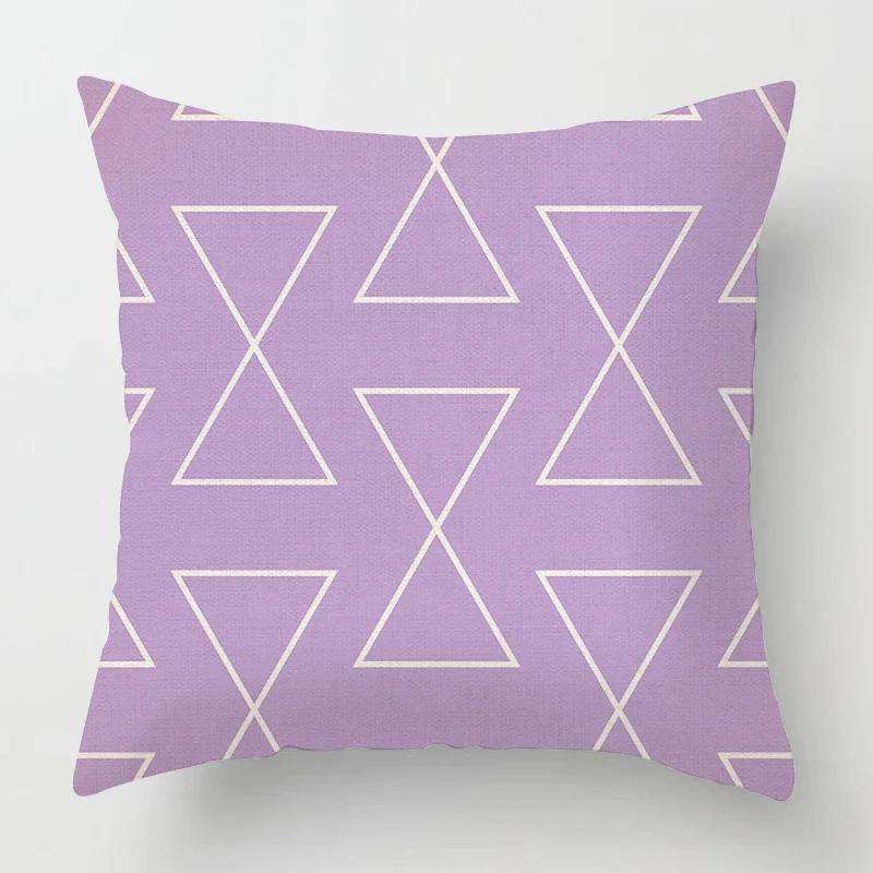Geometric Light Purple Pillow Cover 50*50 Living Room Sofa Cushion Cover 40*40 Solid Color Decorative Cushion Cover Home Decor