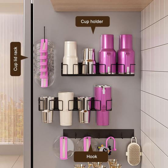 Magnetic Cup Storage Rack Water Bottle Holder Rustproof Strong Load-bearing Easy To Install