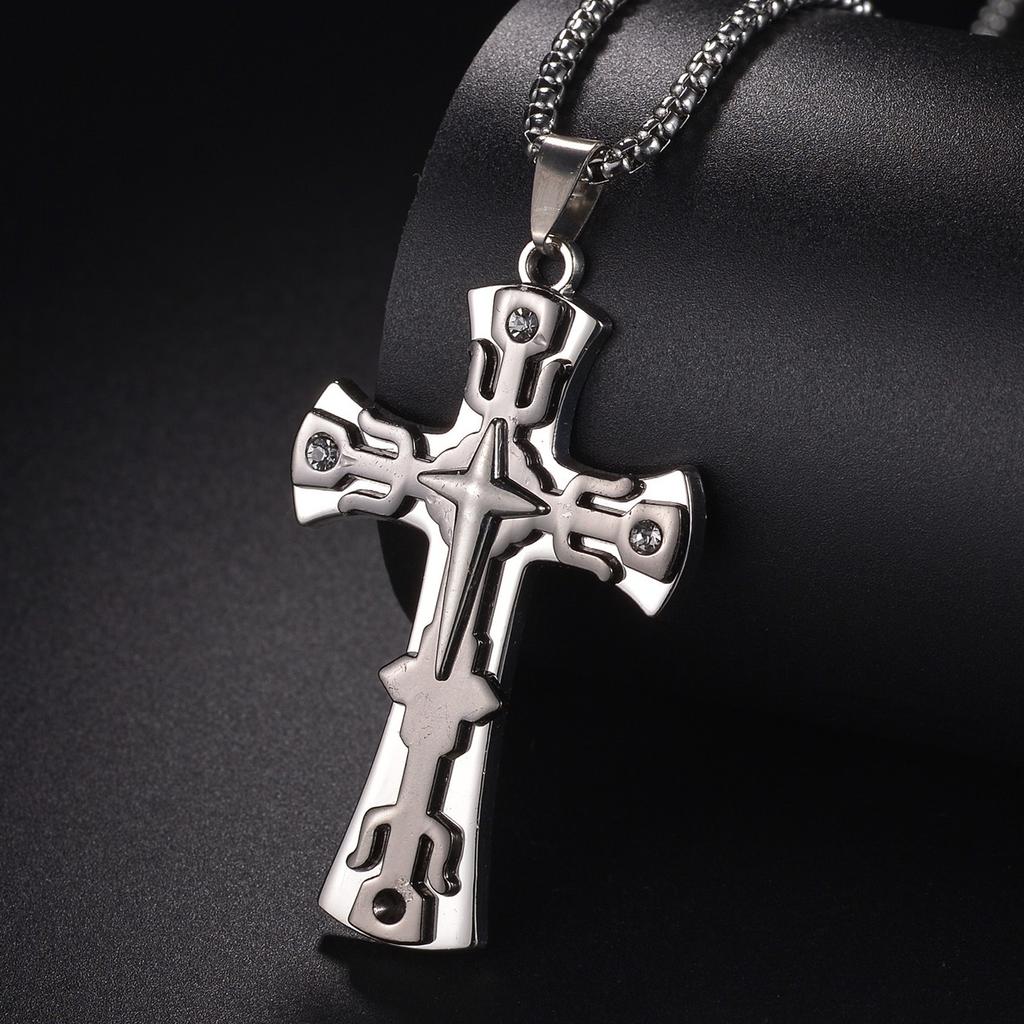 Christian Jesus Cross Necklace for Women Men Stainless Steel Chains Choker Religion Pendants Jewelry Prayer Baptism Gift