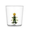 Unique Christmas Glass Mug Elegant 3D Christmas Glasswares Wreath Designs Cup for Holiday Celebration