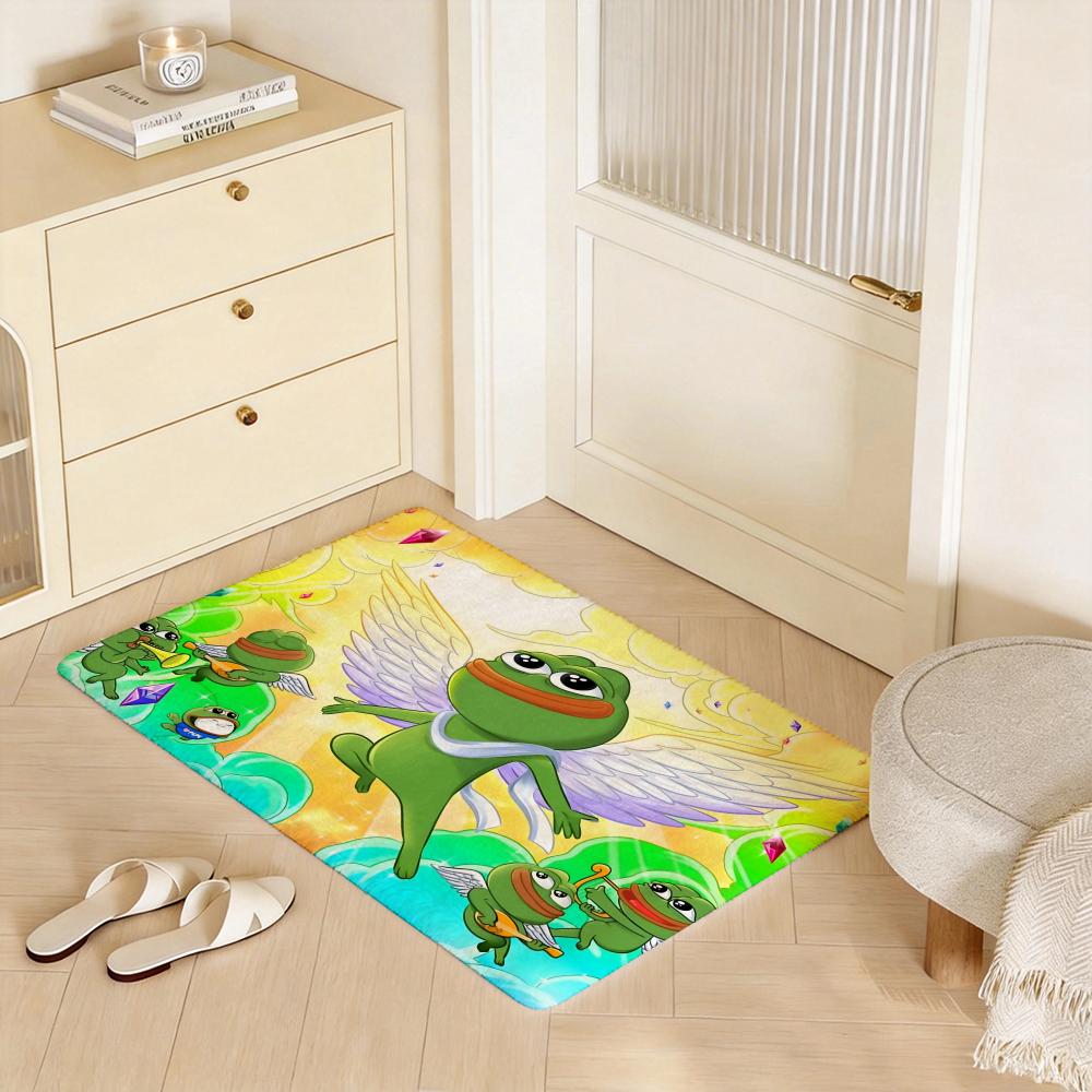 P Pepe The Frog Floor Mat Eco Flannel Doormat Non Slip Odorless Indoor Floor Rug Soft Short Plush Home Mat