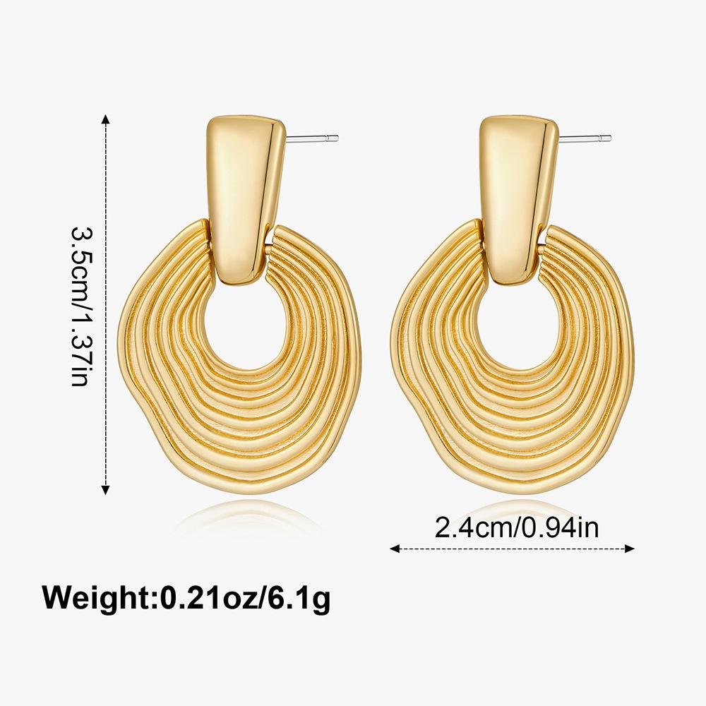 Accessories, exaggerated geometric irregular disc stud earrings, French retro texture earrings