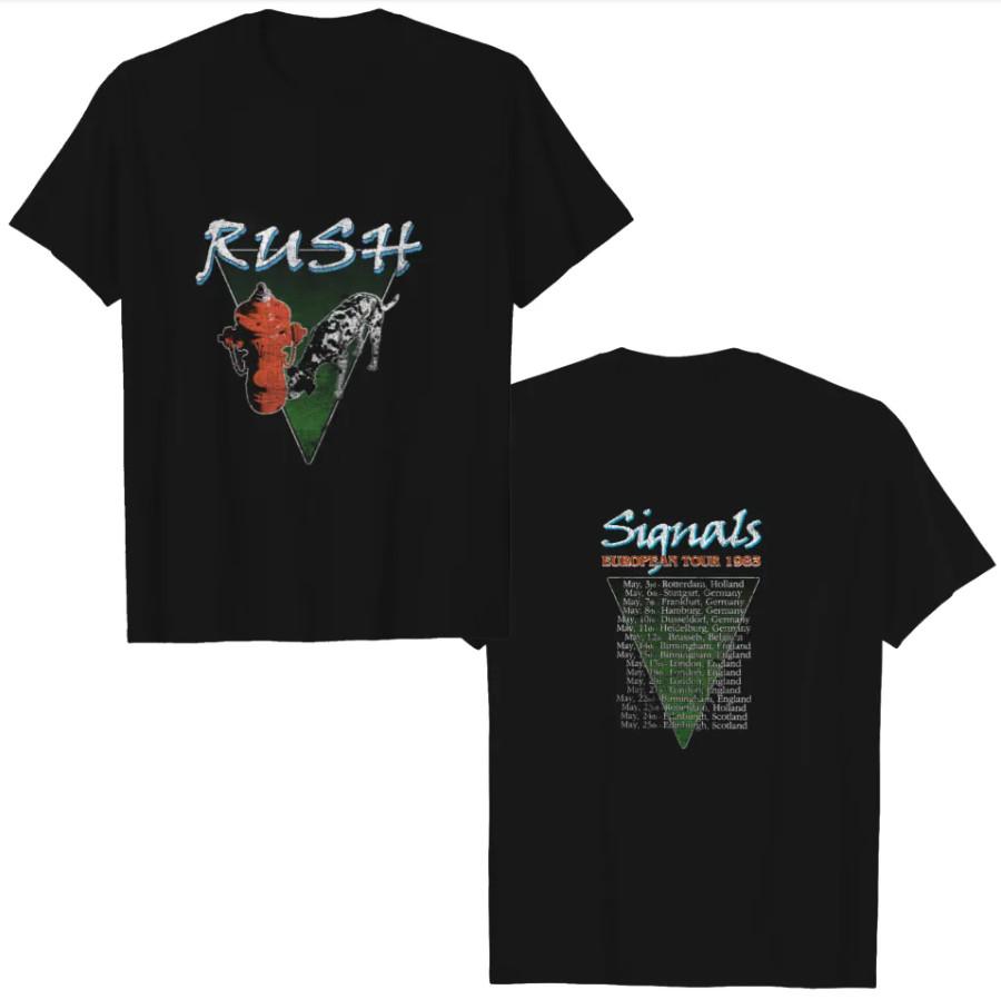 Rush Signals 1983 European Tour Dates T-Shirt – Heavyweight Men’s Rock Tee
