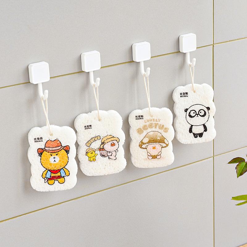 Compressed Wood Pulp Sponge Kitchen Cleaning Sponge Absorbent Non-oil Sponge Magic Wipe Mahjong Pattern Dishwashing Wipe