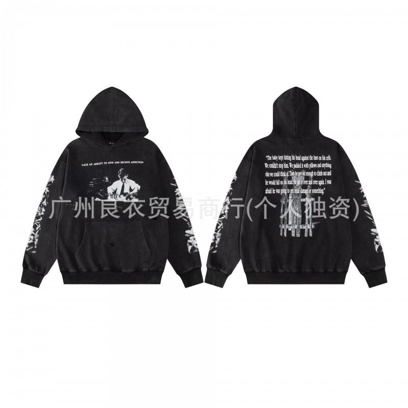 Mens Oversized Hooded Sweatshirt With Vintage Graphic Print Cotton Blend Casual Pullover Fall