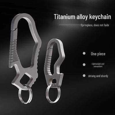 Fibbia Portachiavi Mini in Titanio con Gancio Elastico Torcia per Cintura da Uomo