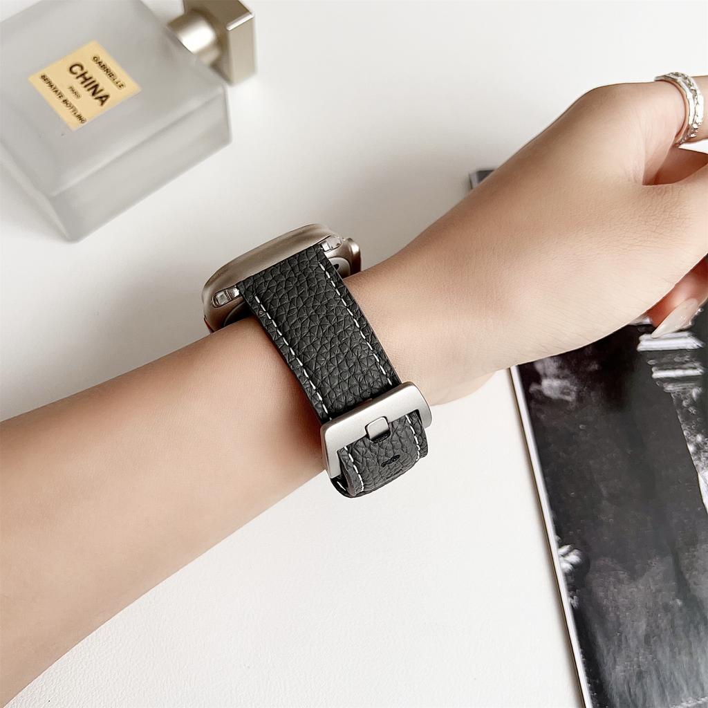 Lederarmband mit Litschi-Textur für Apple Watch Serie 10 Ultra 9 8 7 SE 6 5 4 3 2 1 46mm 49mm 45mm 44mm 40mm Uhrenarmbänder Armband