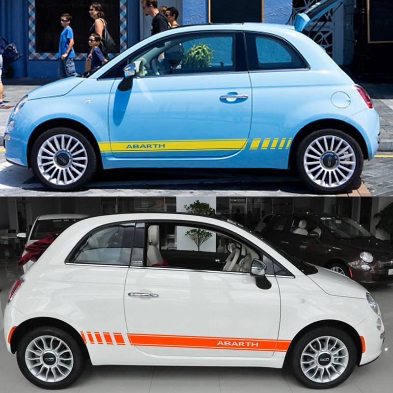 2 szt. Naklejki na linię drzwi bocznych samochodu Folia winylowa Naklejki stylizacyjne Akcesoria do tuningu samochodowego Dla Fiat Abarth 500 595 Chevaux Grande Punto