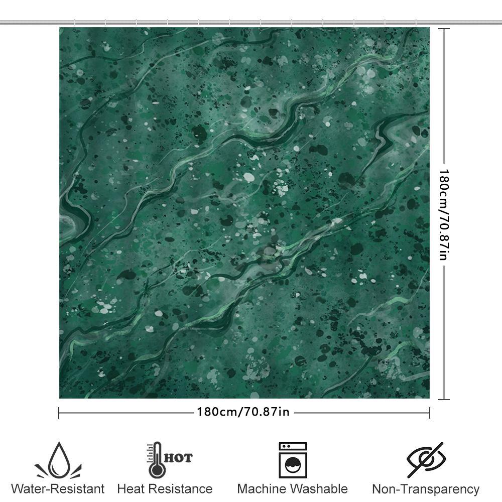 Modern Green Marble Shower Curtain Waterproof Bath Decor For Bathroom Decorations