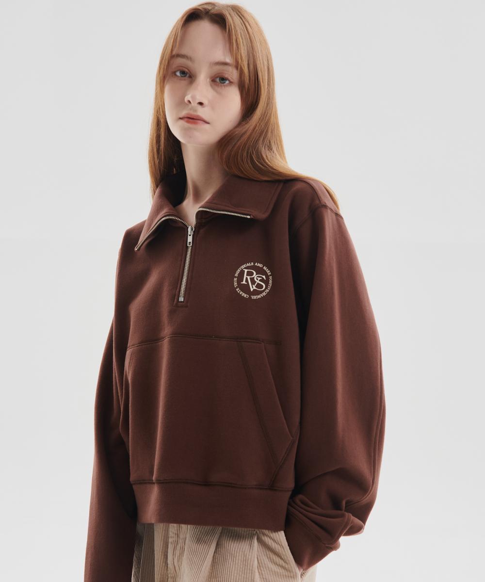 Raverous Rvs High-Neck Collared Sweatshirt Brown 2