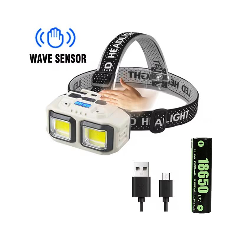 COB LED Headlamp Rechargeable Headlight,Waterproof Work Light for Outdoor Camping Fishing,Christmas Gifts for Repair Job Worker