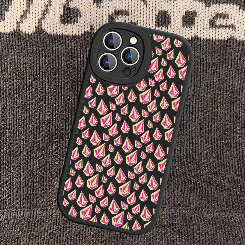 V-Volcom LOGO Mode Für IPhone 16 15 14 13 12 11 Pro Max Plus Leder Handyhülle