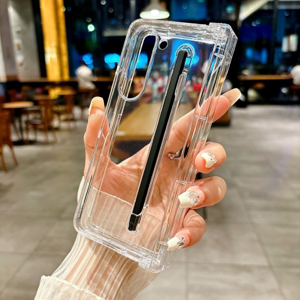 

Прозрачный чехол для телефона со стилусом для Samsung Galaxy Z Fold 6 5 4 3 Fold6 Fold5 Fold4 Fold3 5G Pen Slot Hinge Protection Cover Galaxy Z Fold 5
