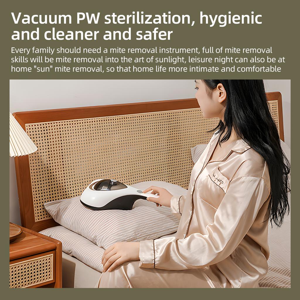 Bed Vacuum Cleaner 10KPa Strong Suction and Low Noise Purple Light Washable HEPA Filter for Deep