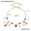 Qiong Yao Double Layer Garnet Jewelry Set: Necklace, Bracelet, Asymmetrical Earrings