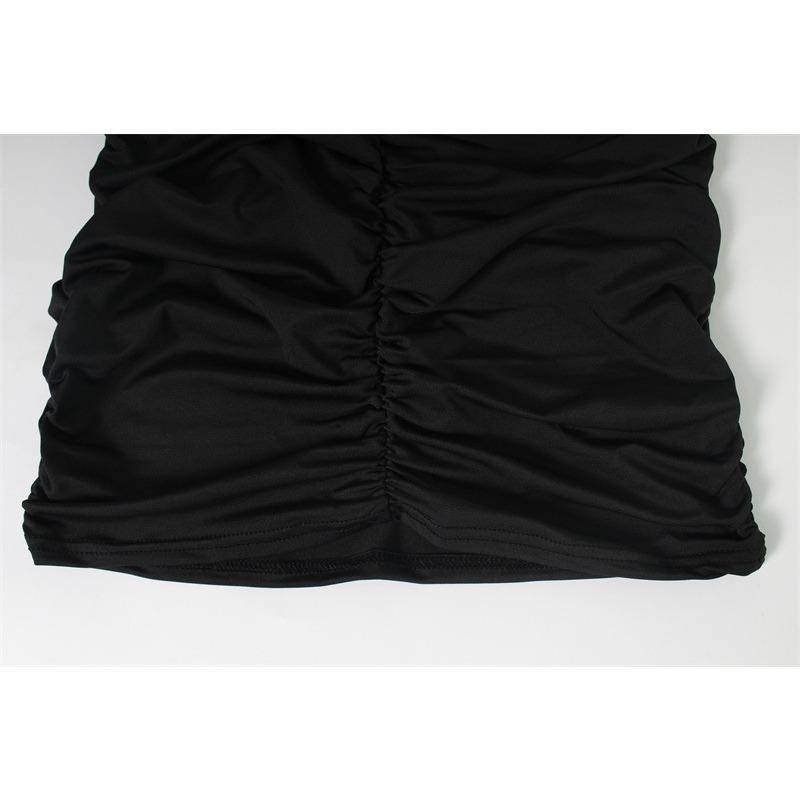 Women's Spring and Summer Fashion Temperament Sexy Pure Desire Low-cut Big V-neck Neck Neck Beautiful Backpack Hip Dress