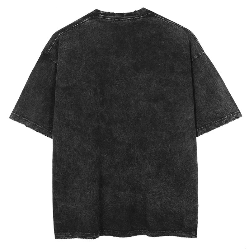 Punk Hip-Hop Gothic Design Kostry Vintage Prané Pánské Tričko Top Bavlna Oversized Tričko Retro Estetické Grafické Tričko