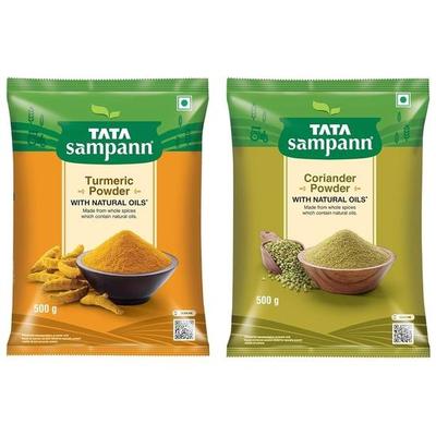 TATA Sampann Coriander Powder With Natural Oils, 500g & Tata Sampann Turmeric Powder With Natural Oils, 500g