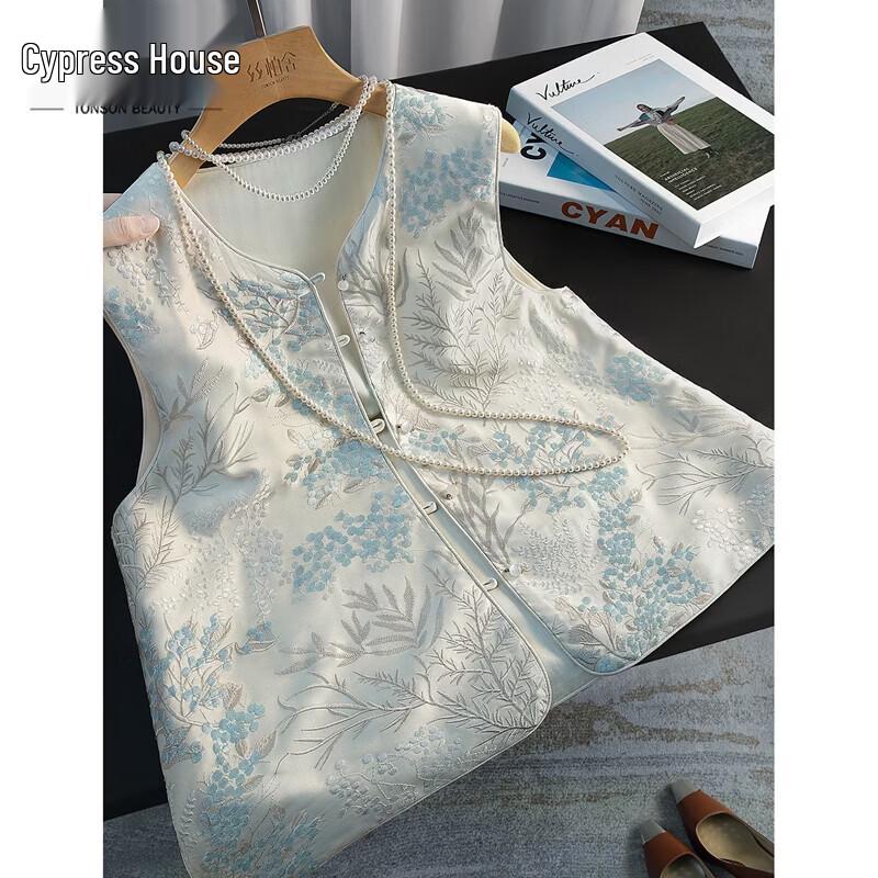 Elegant Floral Embroidered Vest XL