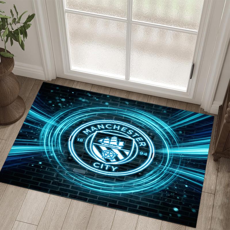 Manchester City Design Crystal Velvet Carpet Cozy Non?Slip Printed Rug For Bedroom Living Room Entrance