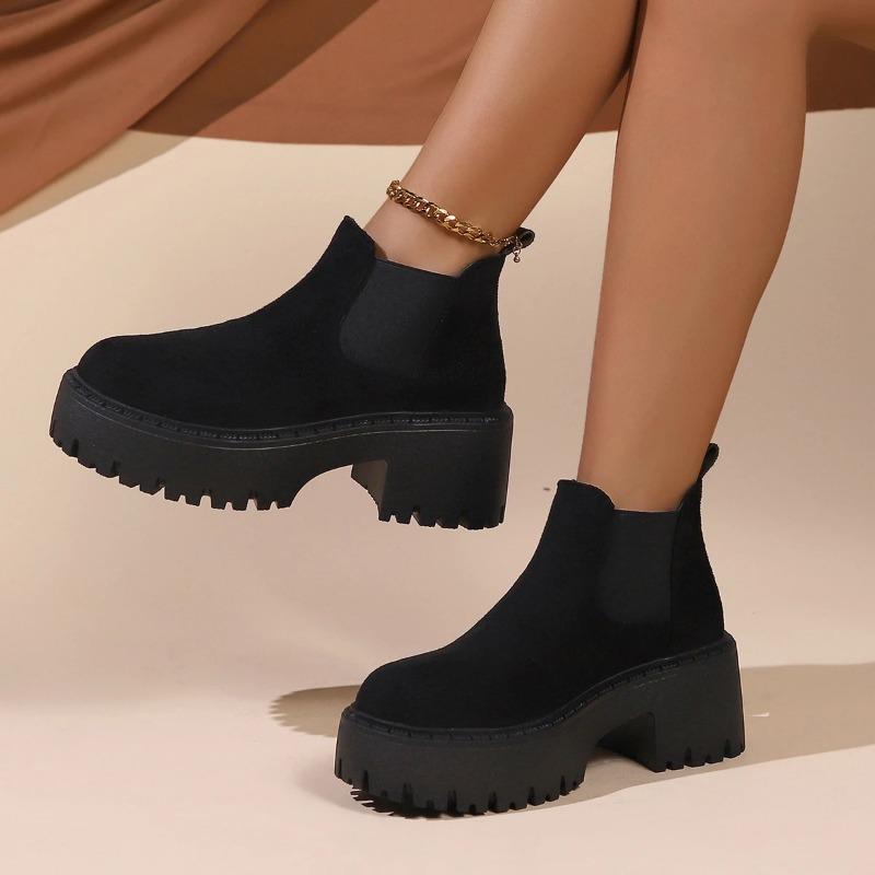 Classic Suede Short Boots 2024 New Women's Rear Zipper Fashion Boots Thick Sole Anti Slip Short Boots Zapatos De Mujer Trafza
